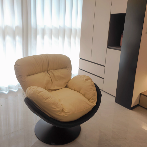 Nordic Leather Swivel Lounge Chair