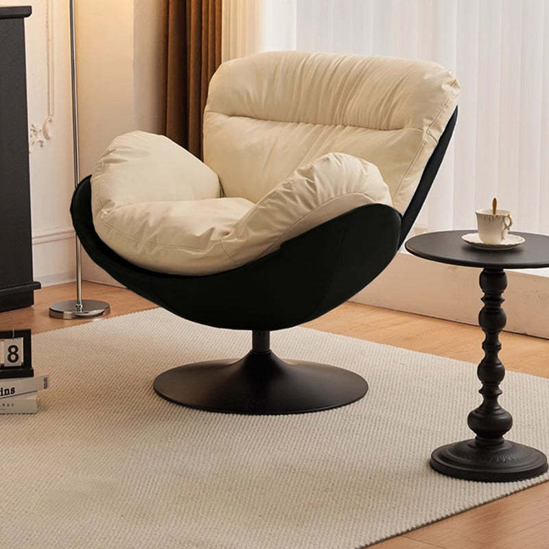 Nordic Leather Swivel Lounge Chair — Latex / Black