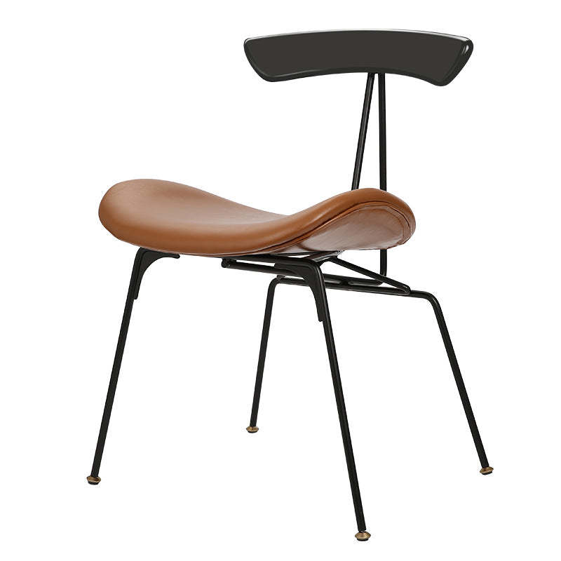 Nordic Irregular Upholstered Leather Wood Dining Chair