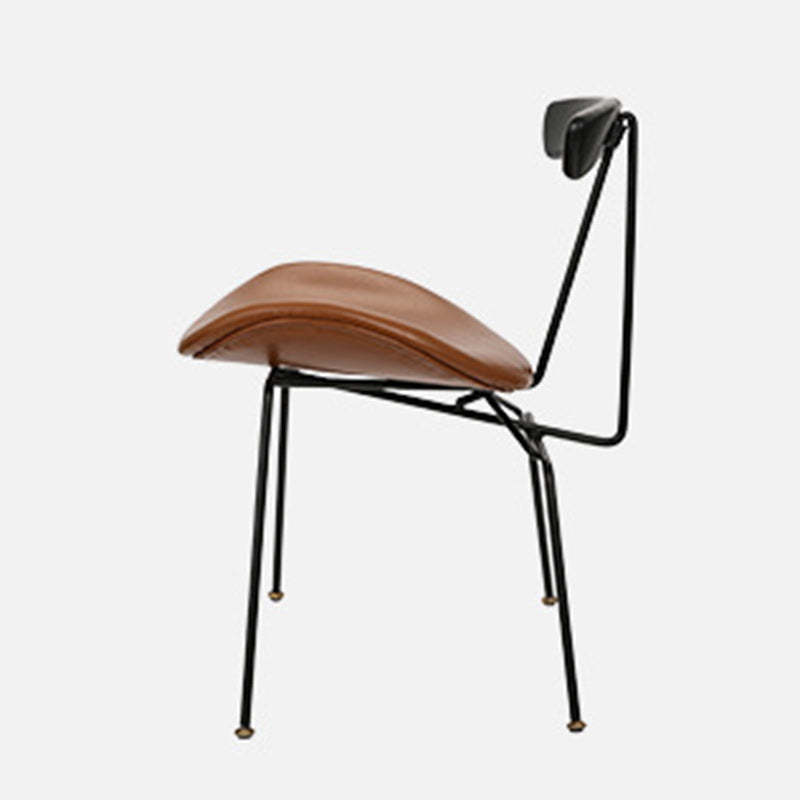 Nordic Irregular Upholstered Leather Wood Dining Chair