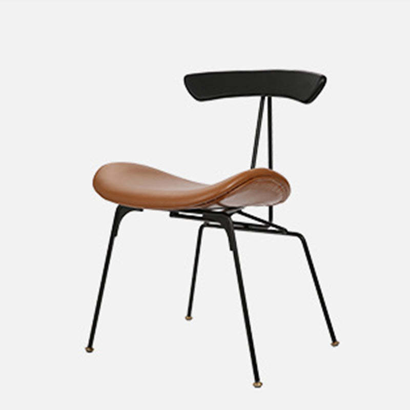 Nordic Irregular Upholstered Leather Wood Dining Chair