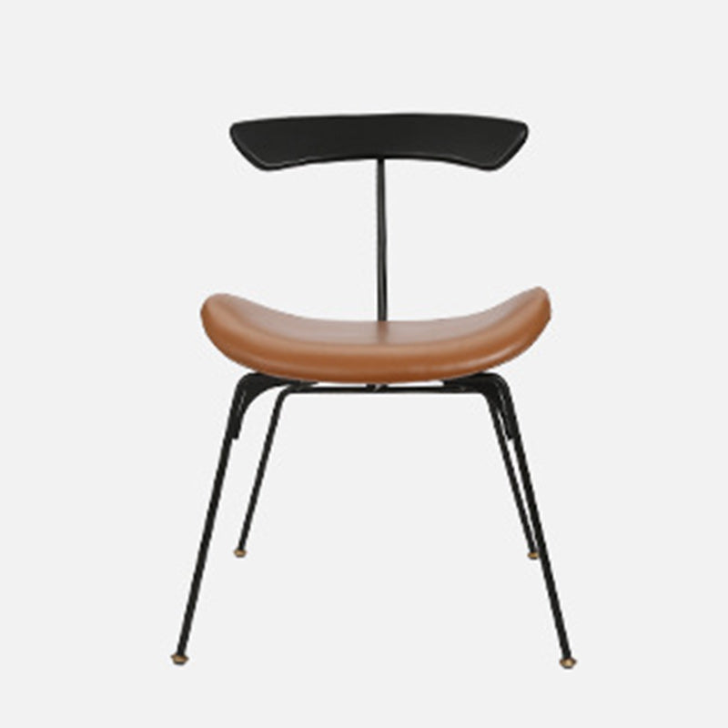 Nordic Irregular Upholstered Leather Wood Dining Chair