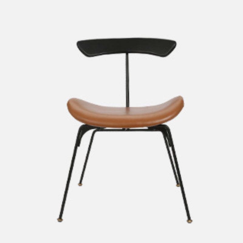 Nordic Irregular Upholstered Leather Wood Dining Chair