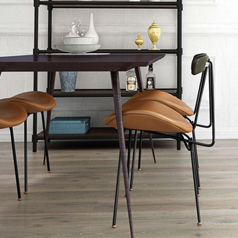 Nordic Irregular Upholstered Leather Wood Dining Chair