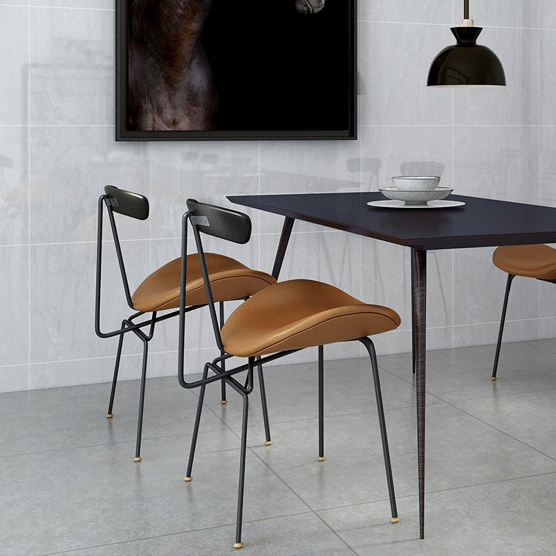 Nordic Irregular Upholstered Leather Wood Dining Chair