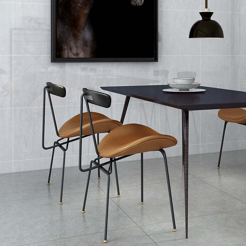 Nordic Irregular Upholstered Leather Wood Dining Chair
