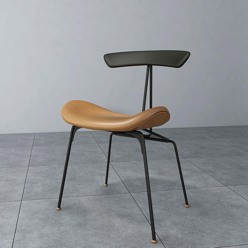 Nordic Irregular Upholstered Leather Wood Dining Chair