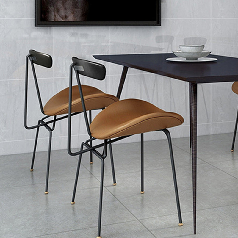 Nordic Irregular Upholstered Leather Wood Dining Chair
