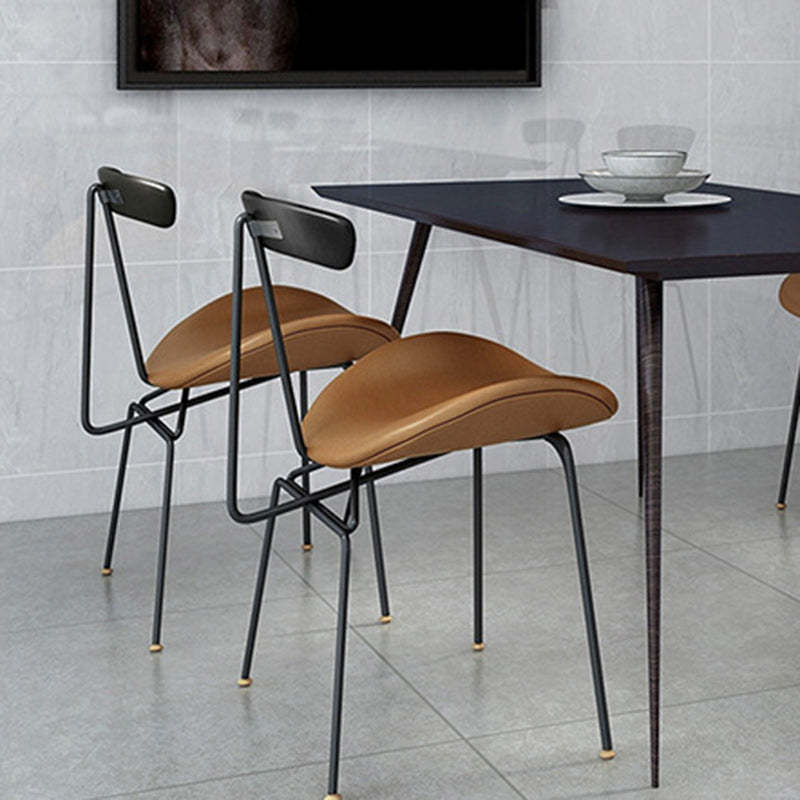 Nordic Irregular Upholstered Leather Wood Dining Chair