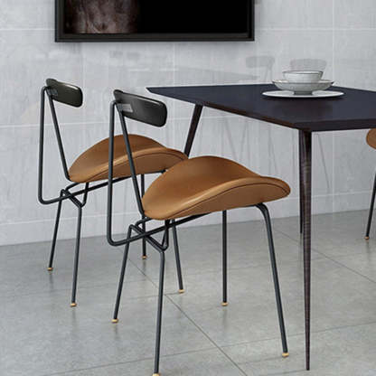Nordic Irregular Upholstered Leather Wood Dining Chair