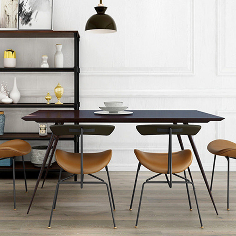 Nordic Irregular Upholstered Leather Wood Dining Chair