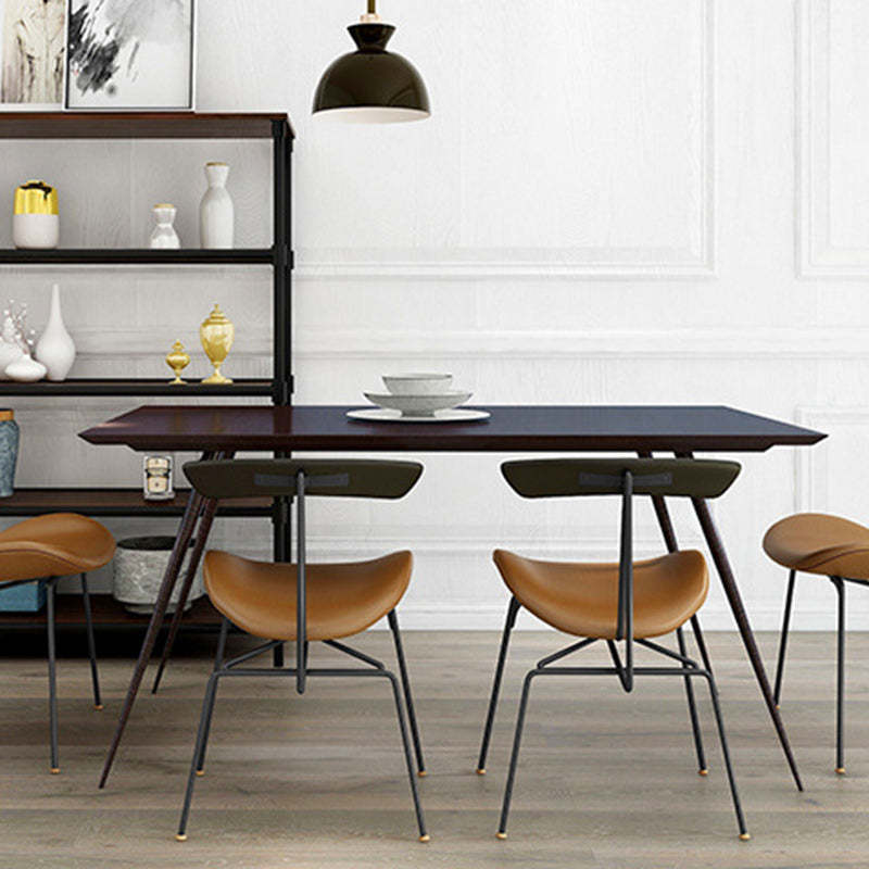 Nordic Irregular Upholstered Leather Wood Dining Chair