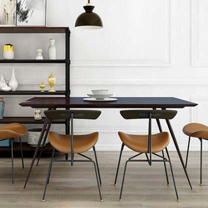 Nordic Irregular Upholstered Leather Wood Dining Chair