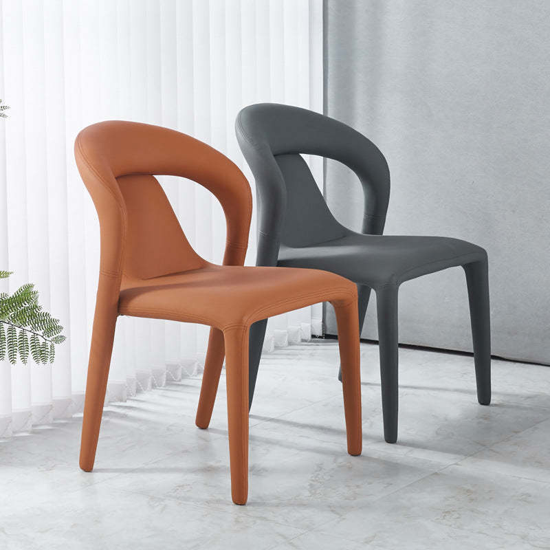 Minimalist Upholstered Leather Steel Dining Chair