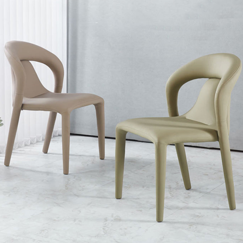 Minimalist Upholstered Leather Steel Dining Chair