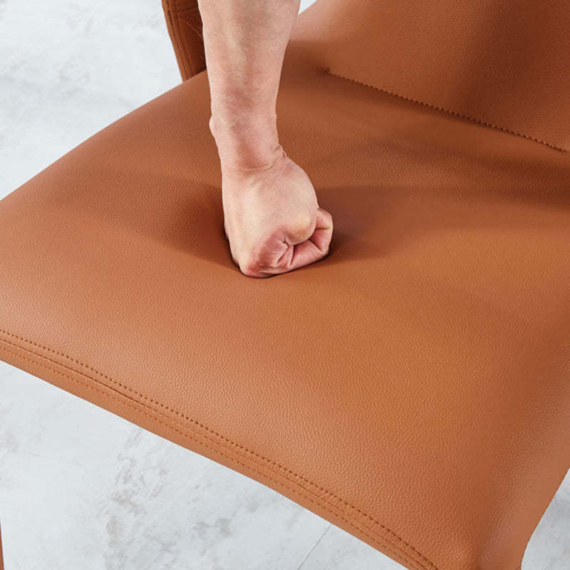 Minimalist Upholstered Leather Steel Dining Chair