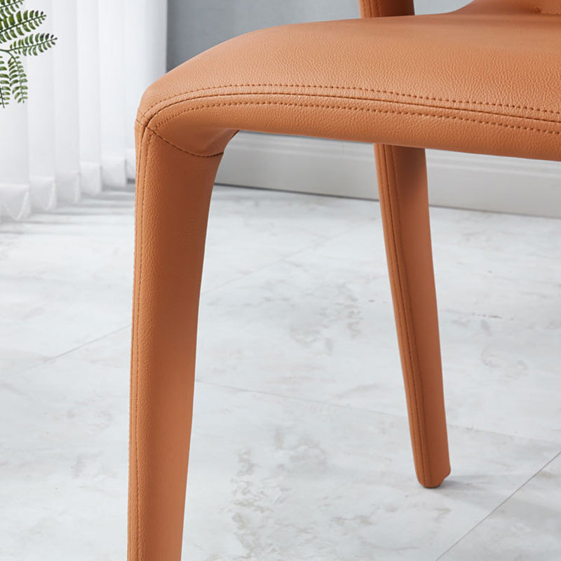 Minimalist Upholstered Leather Steel Dining Chair