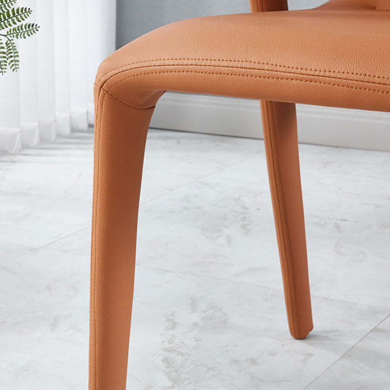 Minimalist Upholstered Leather Steel Dining Chair
