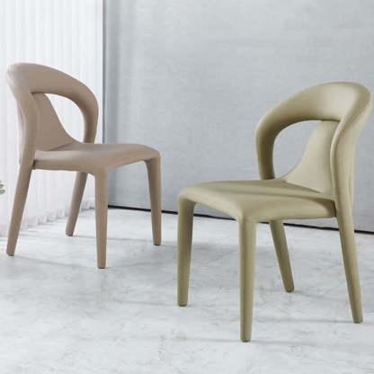 Minimalist Upholstered Leather Steel Dining Chair