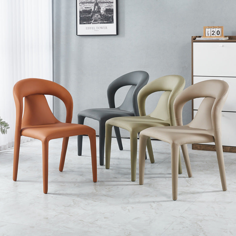Minimalist Upholstered Leather Steel Dining Chair