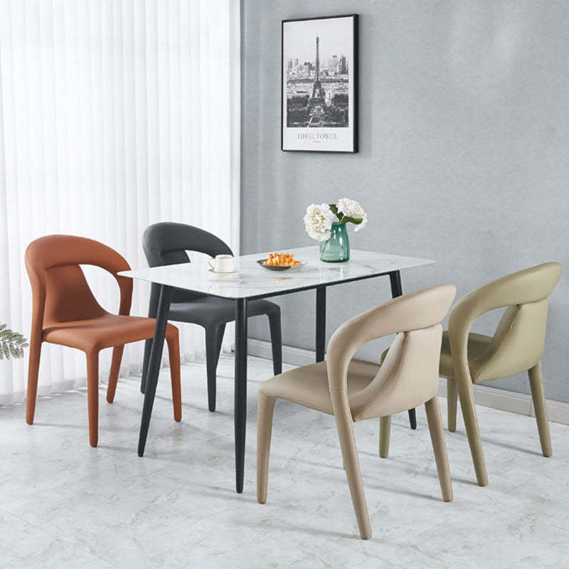 Minimalist Upholstered Leather Steel Dining Chair