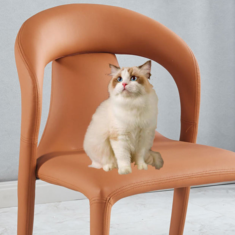 Minimalist Upholstered Leather Steel Dining Chair