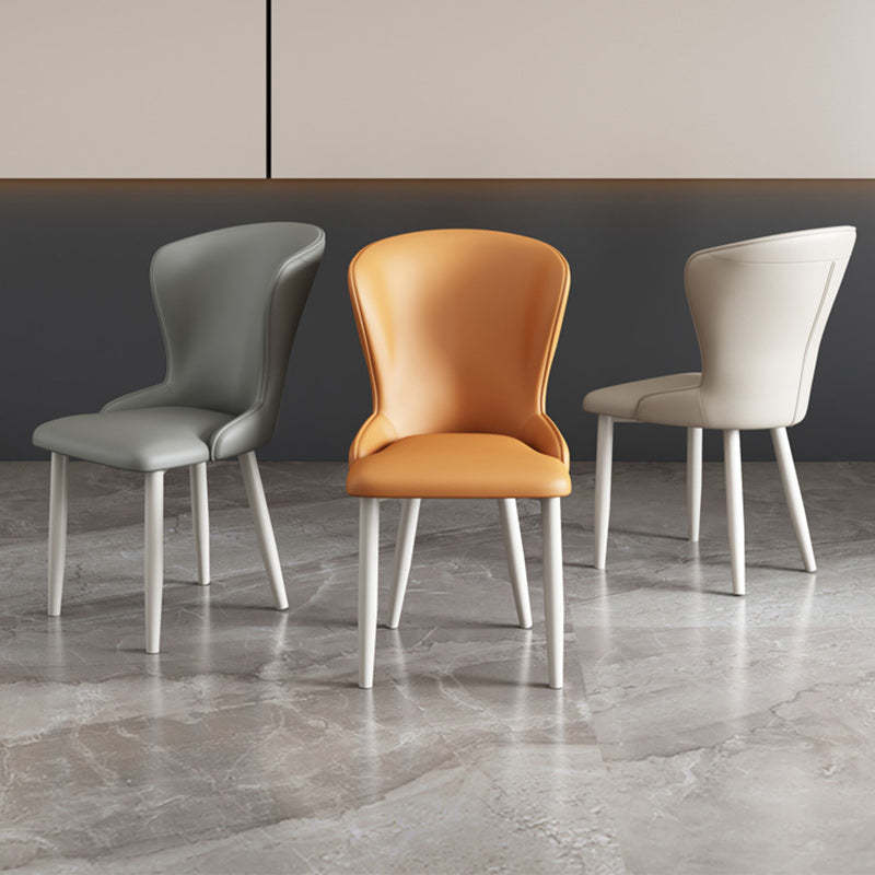Nordic Upholstered Leather Steel Dining Chair — Brown