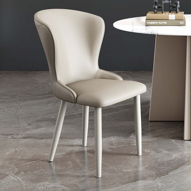 Nordic Upholstered Leather Steel Dining Chair — Dark Gray
