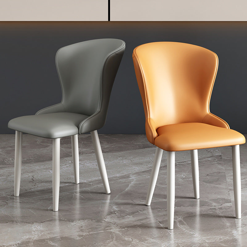 Nordic Upholstered Leather Steel Dining Chair - Gray