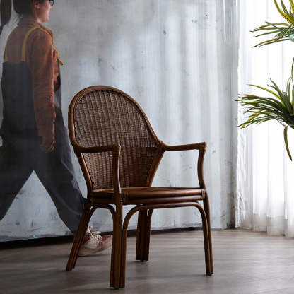 Vintage Oval Rattan Armchair