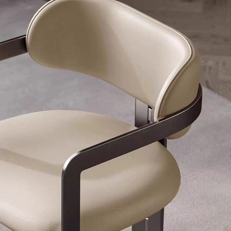 Nordic Stainless Steel Leather Curved Dining Chair