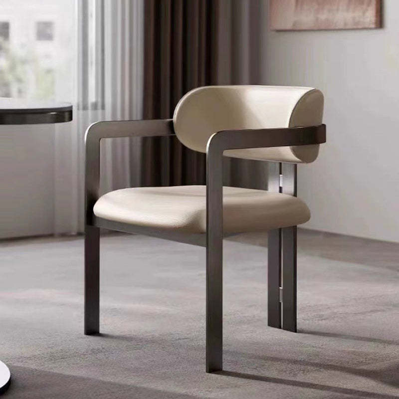 Nordic Stainless Steel Leather Curved Dining Chair