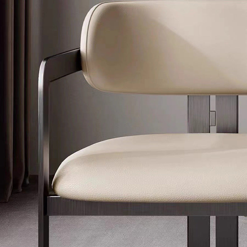 Nordic Stainless Steel Leather Curved Dining Chair