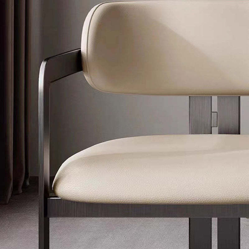 Nordic Stainless Steel Leather Curved Dining Chair