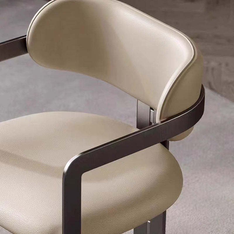 Nordic Stainless Steel Leather Curved Dining Chair