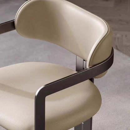 Nordic Stainless Steel Leather Curved Dining Chair