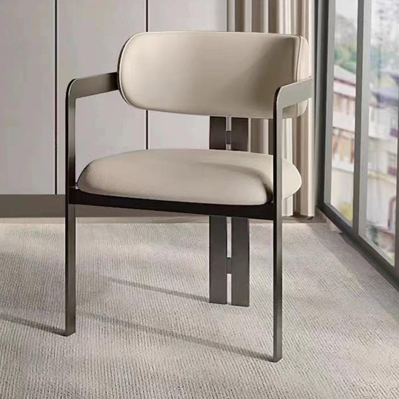 Nordic Stainless Steel Leather Curved Dining Chair