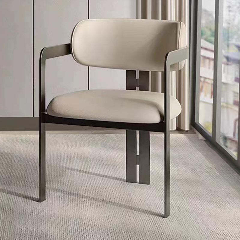 Nordic Stainless Steel Leather Curved Dining Chair
