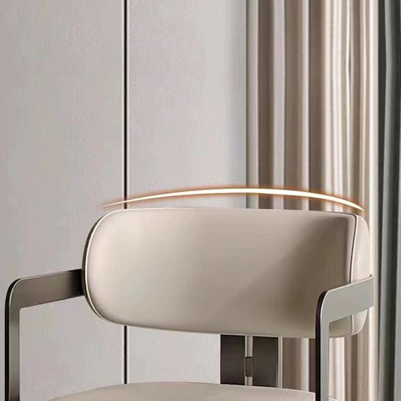 Nordic Stainless Steel Leather Curved Dining Chair