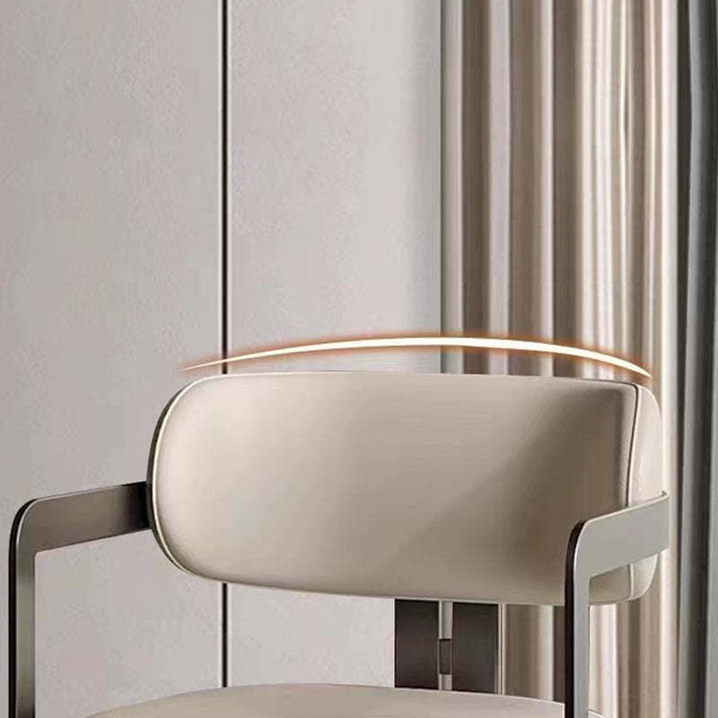 Nordic Stainless Steel Leather Curved Dining Chair