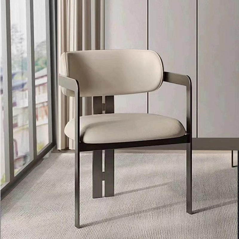 Nordic Stainless Steel Leather Curved Dining Chair