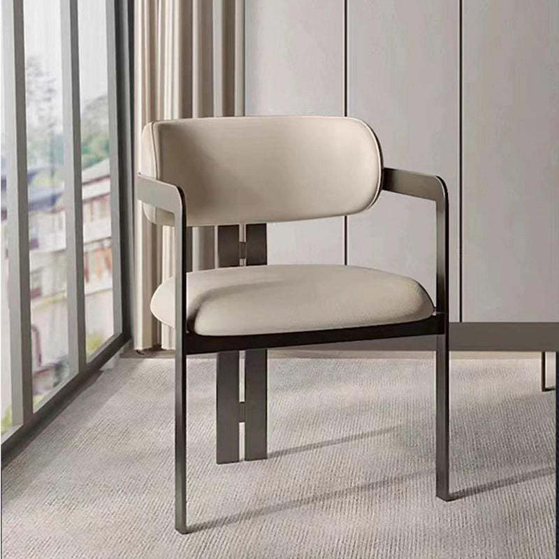 Nordic Stainless Steel Leather Curved Dining Chair