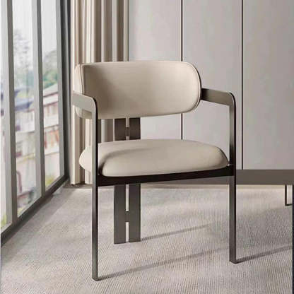 Nordic Stainless Steel Leather Curved Dining Chair