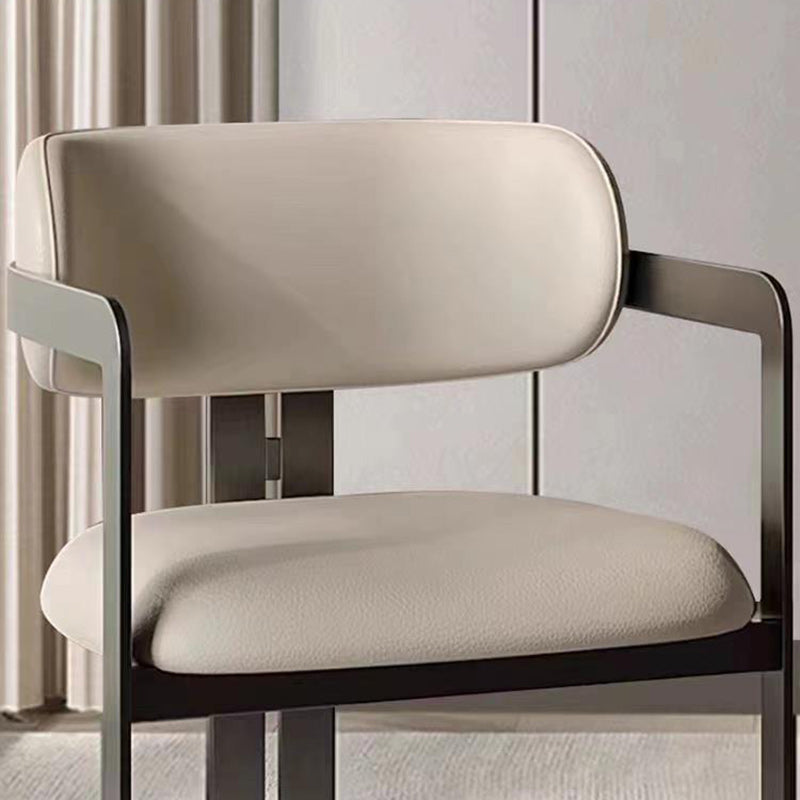 Nordic Stainless Steel Leather Curved Dining Chair