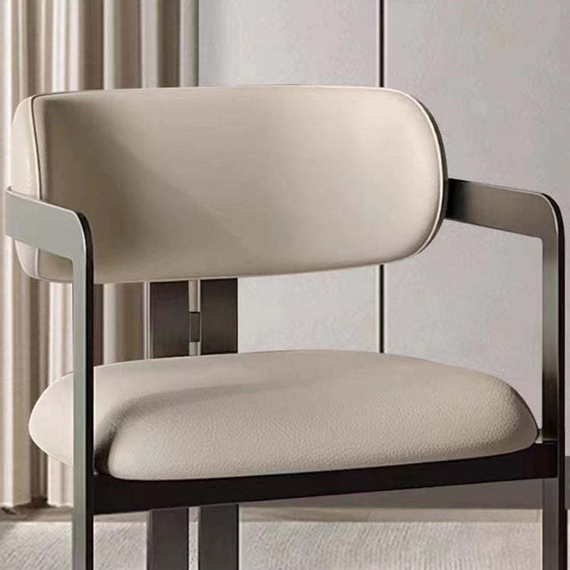 Nordic Stainless Steel Leather Curved Dining Chair