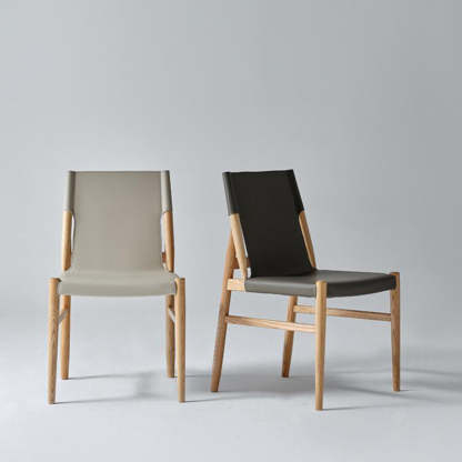 Minimalist Wood Saddle Leather Dining Chair