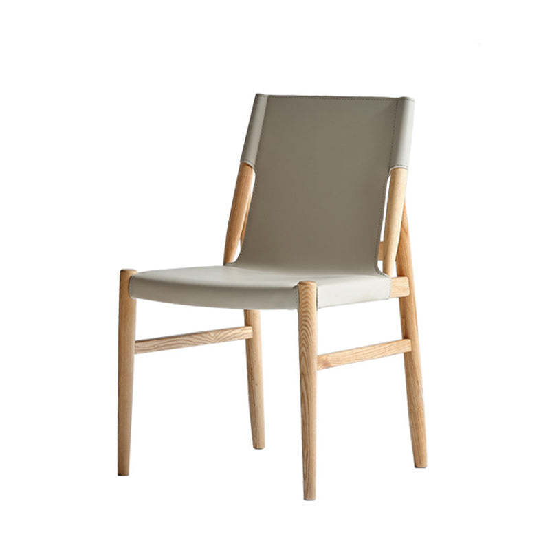 Minimalist Wood Saddle Leather Dining Chair