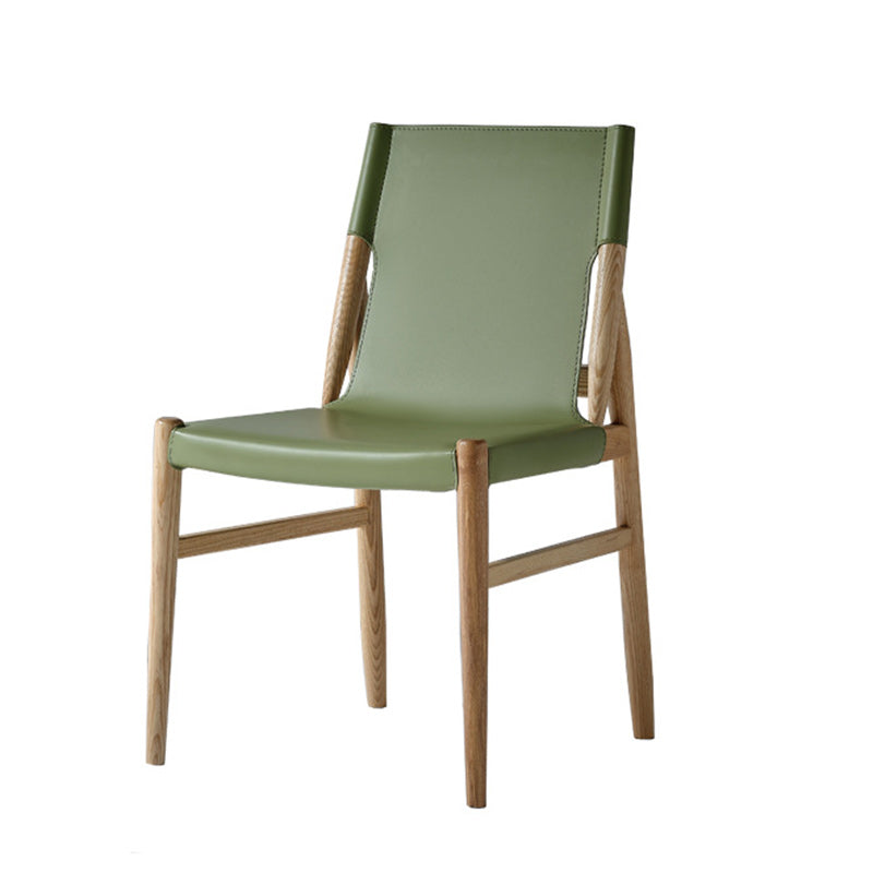 Minimalist Wood Saddle Leather Dining Chair