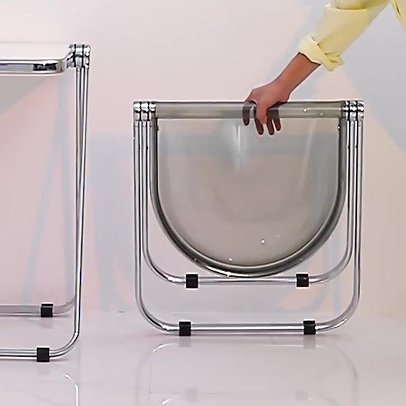 Minimalist Foldable Iron Chair — Black