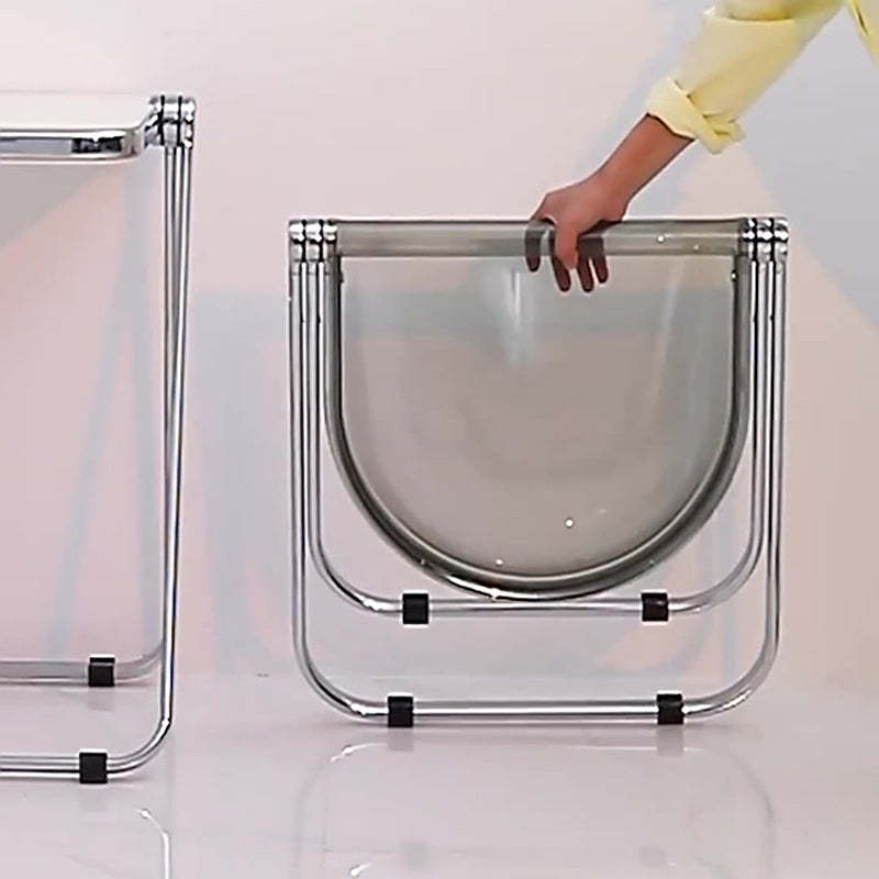 Minimalist Foldable Iron Chair — Black